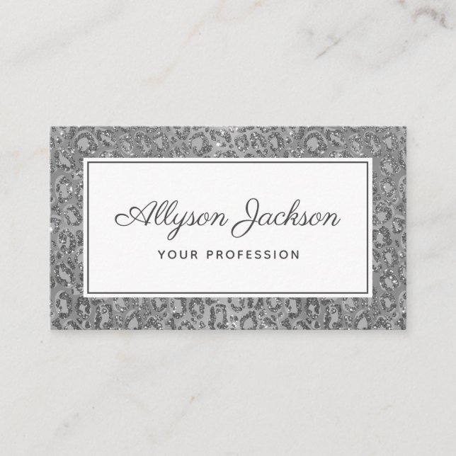 Carte de visite de Parties scintillant Silver Leop (Devant)