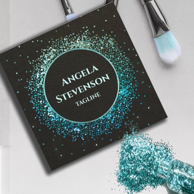 Carte de visite de Parties scintillant Turquoise d (#zazzlemade #beautysalonhairstylistmakeup #odernelegant #makeupartist #turquoise #glitterturquoise)