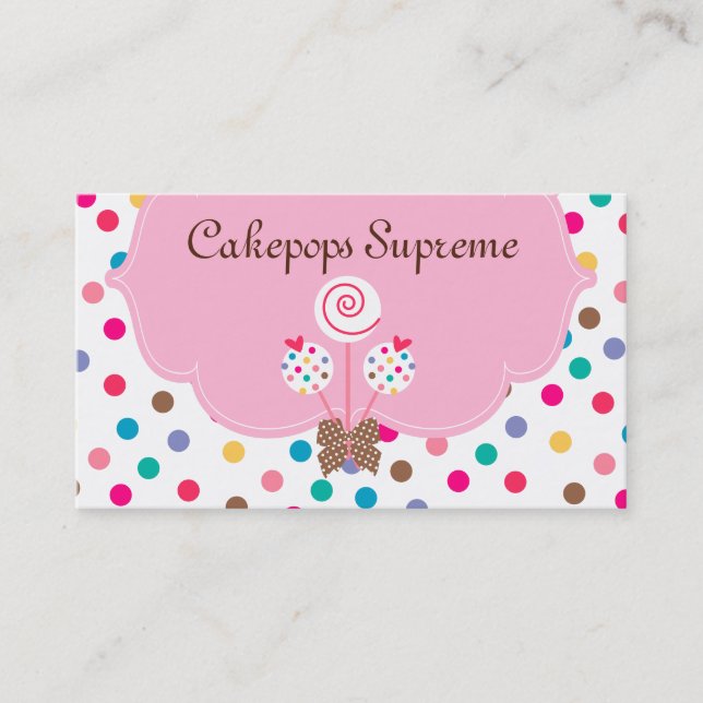 Carte de visite de pâtisseries Coeur rose Pois (Devant)
