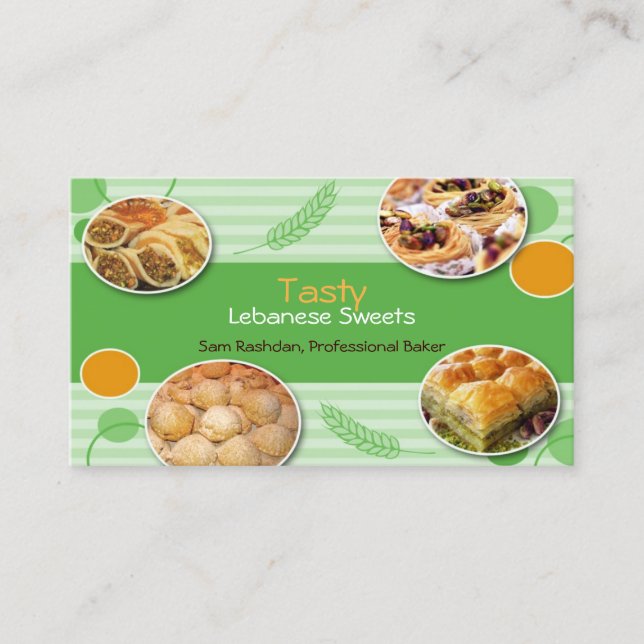 Carte de visite de pâtisseries libanaises arabes (Devant)