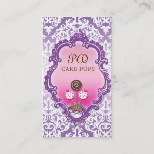Carte de visite de pâtisseries Rétro Damask rose v