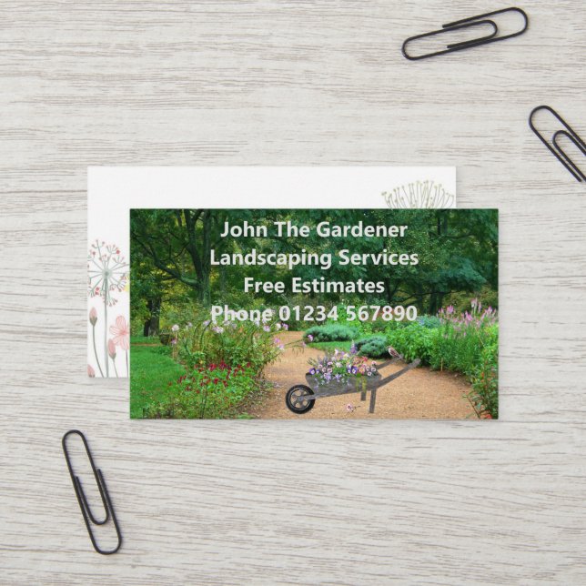 Carte de visite de paysage de jardin (Devant/Arrière en situation)