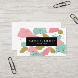Carte de visite de peinture Abstrait rose Turquois