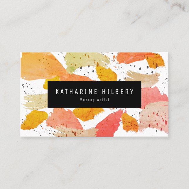 Carte de visite de peinture Abstraite rose orange (Devant)