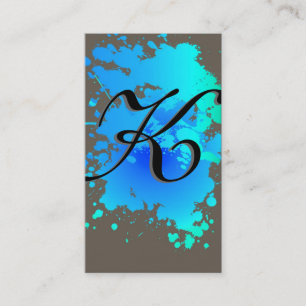 Carte de visite de peinture d'encre bleu ciel bleu
