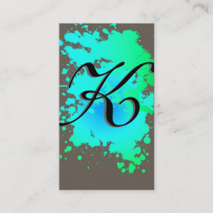 Carte de visite de peinture d'encre bleu vert