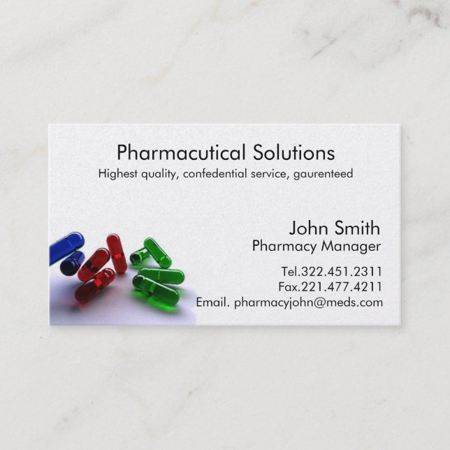 Carte de visite de pharmacien de pharmacie (Devant)