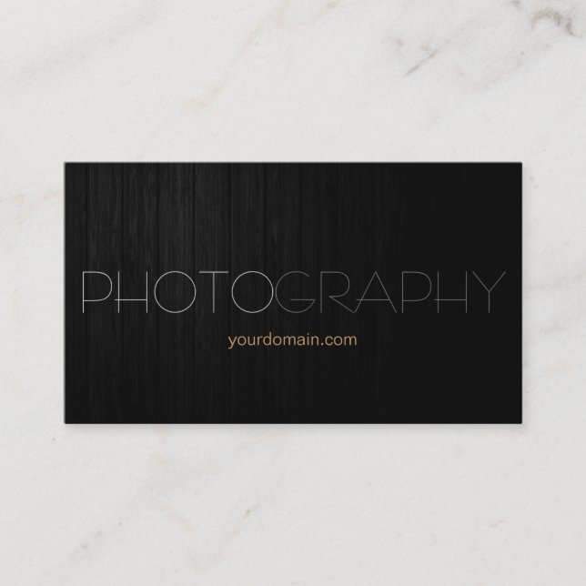 Carte de visite de photographe en bois gris de sty (Devant)