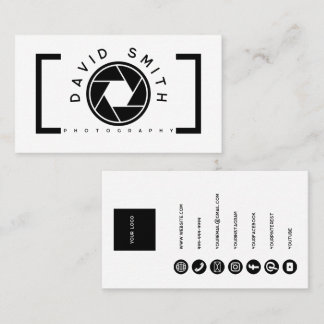 Carte de visite de photographe minimaliste blanche