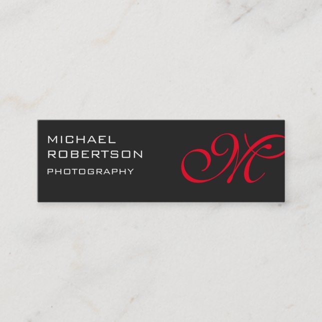 Carte de visite de photographe Slim Red Grey (Devant)