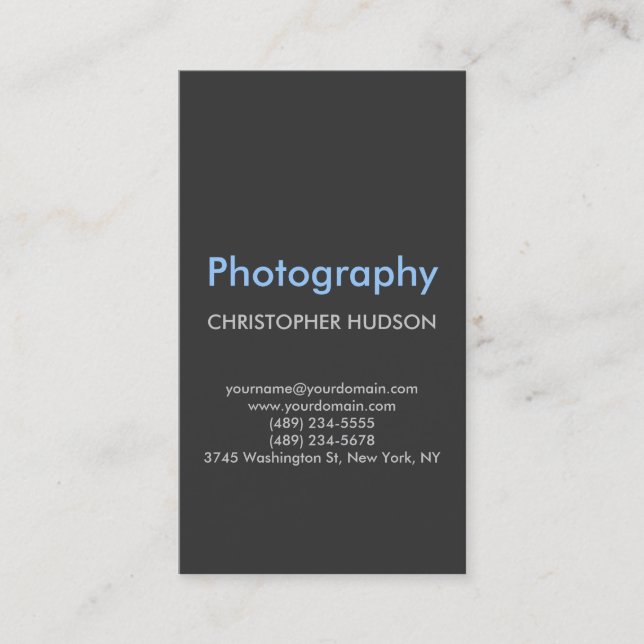 Carte de visite de photographie bleu gris clair (Devant)