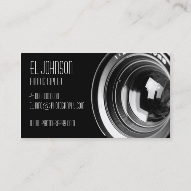 Carte de visite de photographie de base (Noir) (Devant)