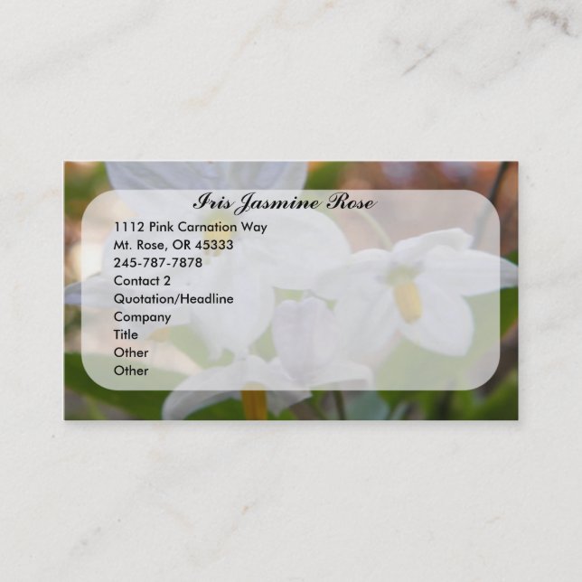 Carte de visite de photos de fleurs blanches (Devant)