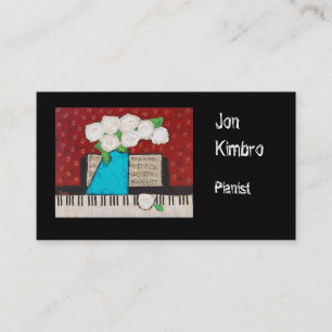 carte de visite de pianiste avec les fleurs et le