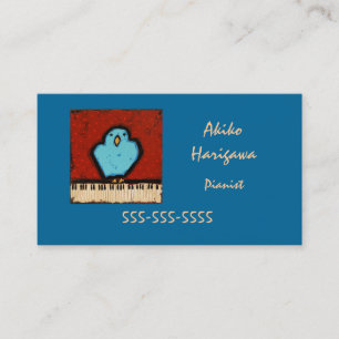 carte de visite de pianiste d'oiseau bleu et de