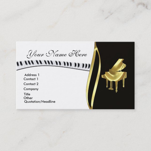 Carte de visite de piano à queue d'or (Devant)