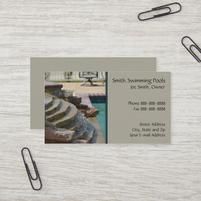 Carte de visite de piscine (Devant/Arrière en situation)