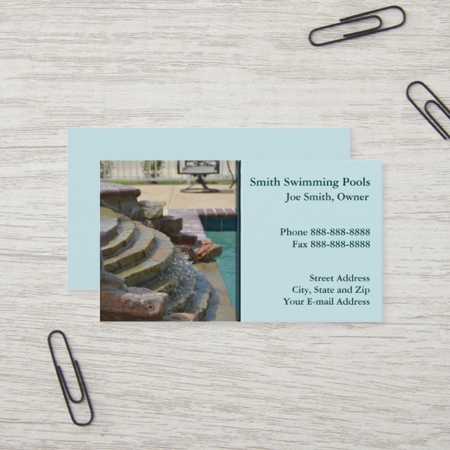 Carte de visite de piscine (Devant/Arrière en situation)