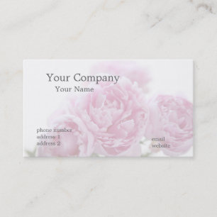 carte de visite de pivoines rose pâle