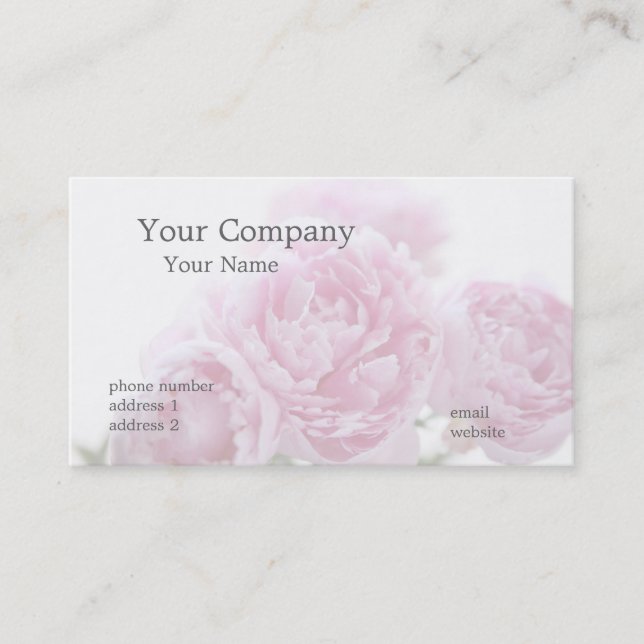 carte de visite de pivoines rose pâle (Devant)