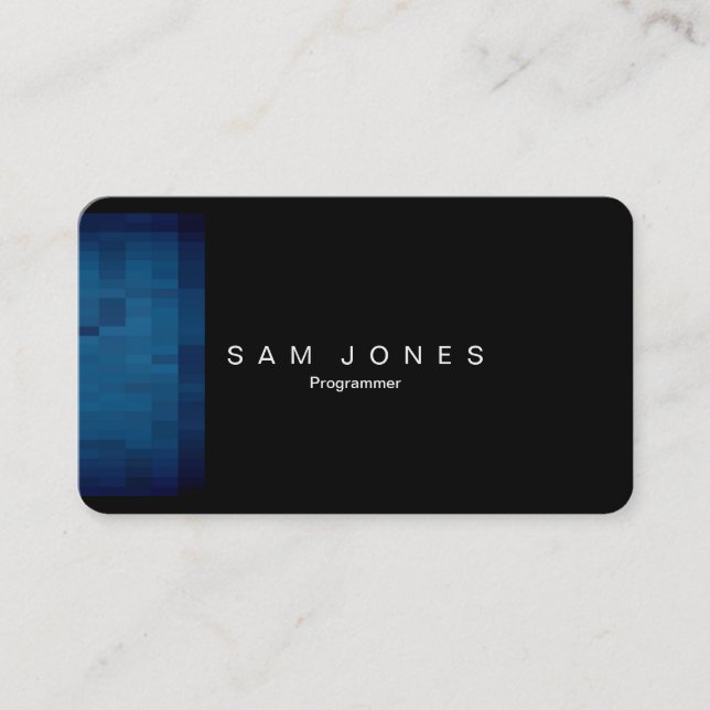 Carte de visite de pixels bleu moderne (Devant)