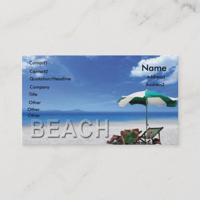Carte de visite de plage (Devant)