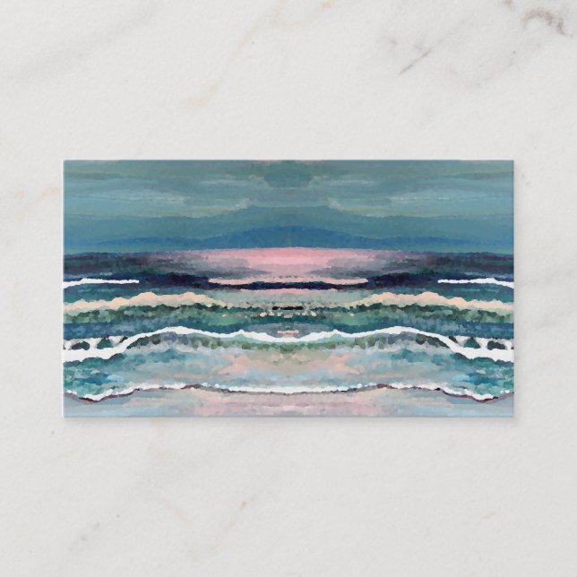 Carte de visite de plage de vague de clair de lune (Devant)