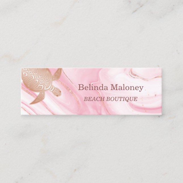 Carte de visite de plage en marbre rose rose Gold  (Devant)