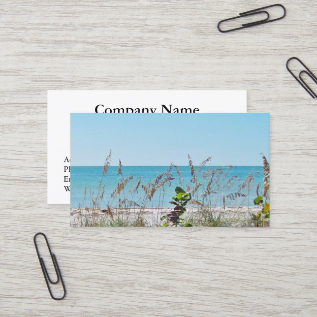 Carte de visite de plage tropical (Devant/Arrière en situation)