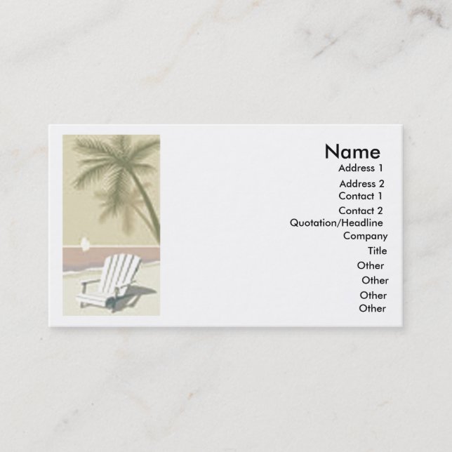 Carte de visite de plage tropical (Devant)