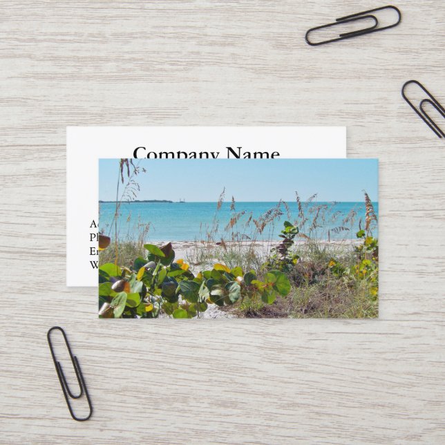 Carte de visite de plage tropical (Devant/Arrière en situation)