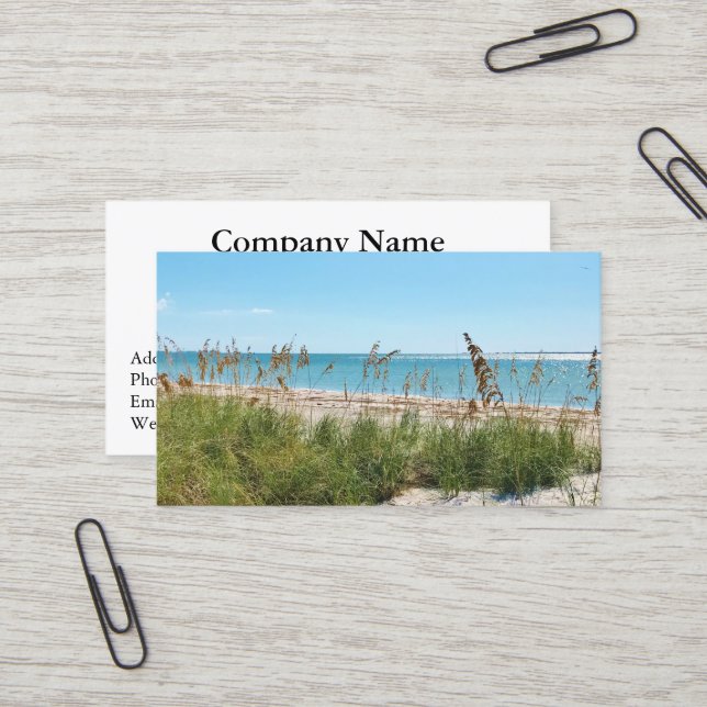 Carte de visite de plage tropical (Devant/Arrière en situation)