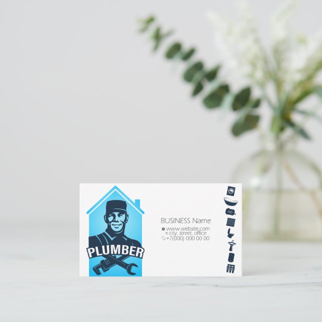 carte de visite de plomberie de réparation uniform (Debout devant)