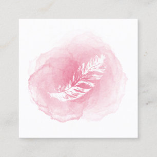 Carte de visite de plume blanche d'aquarelle