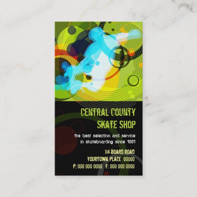 Carte de visite de PopArt de magasin de patin (Devant)