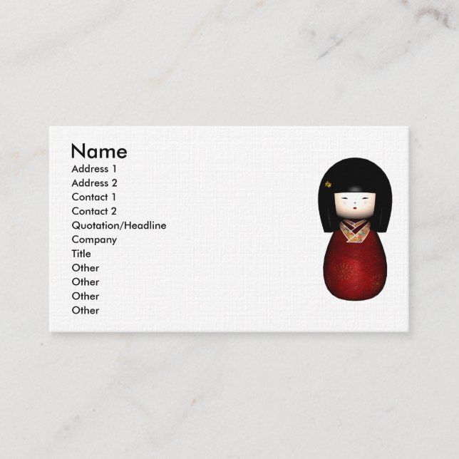 Carte de visite de poupée de Kokeshi (Devant)