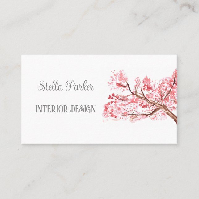 Carte de visite de printemps fleuri élégant en fle (Devant)