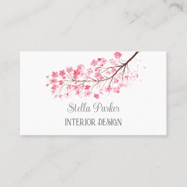 Carte de visite de printemps fleuri élégant en fle (Devant)