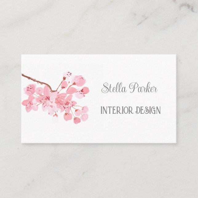 Carte de visite de printemps fleuri élégant en fle (Devant)
