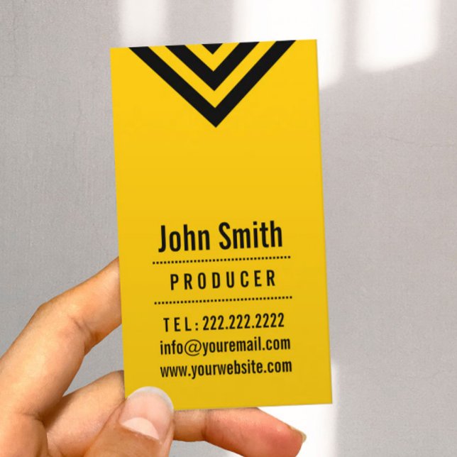Carte de visite de producteur moderne noir et jaun (Créateur téléchargé)