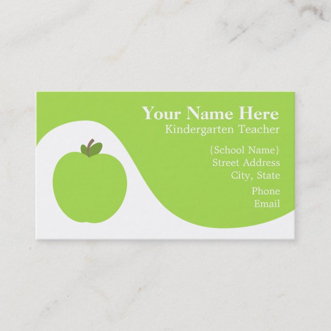 Carte de visite de professeur - Apple vert (Devant)