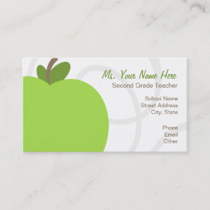 Carte de visite de professeur - Apple vert