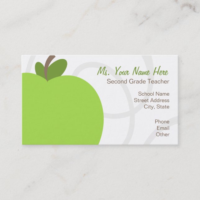 Carte de visite de professeur - Apple vert (Devant)
