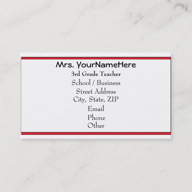 Carte de visite de professeur d'Apple (Devant)
