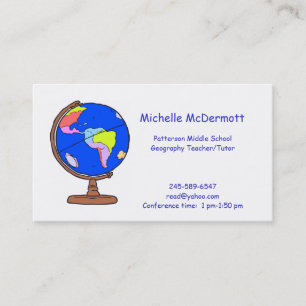 Carte de visite de professeur de géographie