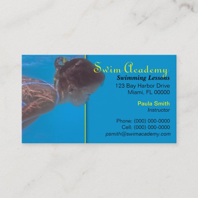 Carte de visite de professeur de natation (Devant)