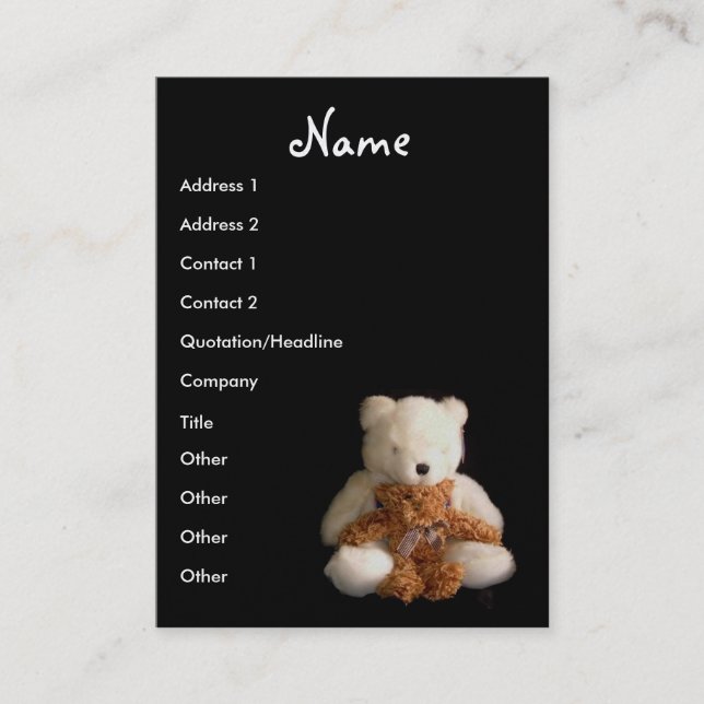 Carte de visite de professeur de nounours - (Devant)
