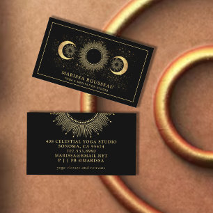 Carte de visite de professeur de yoga céleste Sole