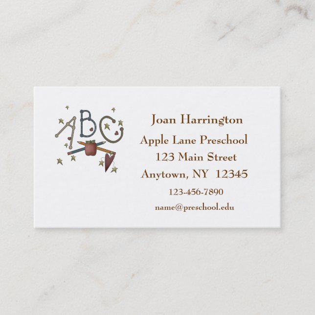 Carte de visite de professeur d'étoiles d'ABC (Devant)