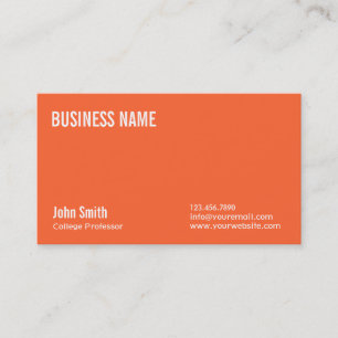Carte de visite de professeur simple Plain Orange
